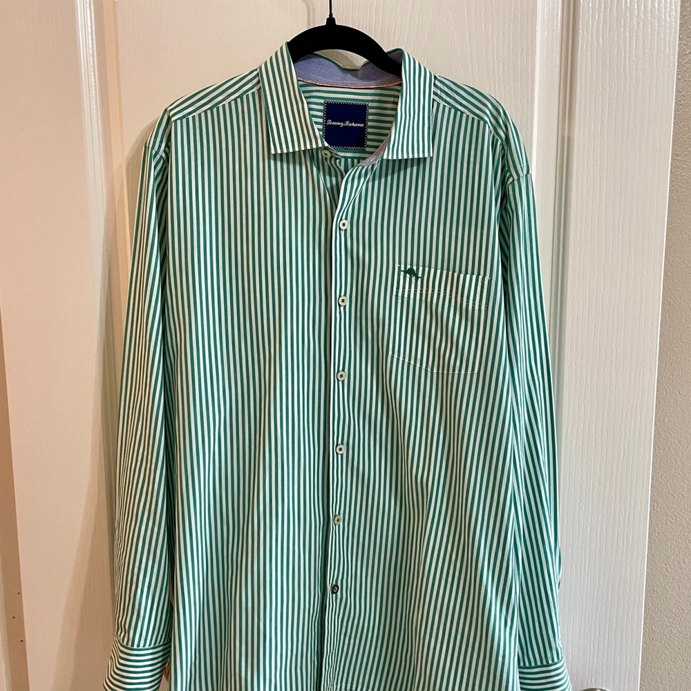 Tommy Bahama Green Striped Men's Shirt